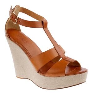 🌾 J.Crew Palma Leather Platform Wedges – Size 9 – Seashore Beige – Like New